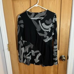 Elegant Black and Gray Women's Long Sleeve Top